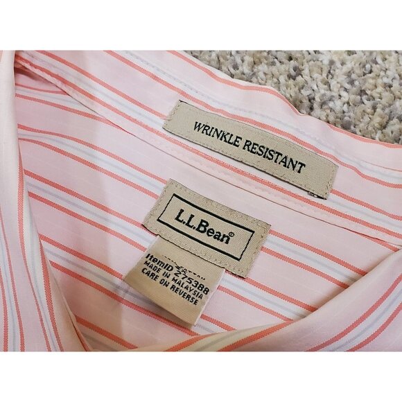 LL Bean Women's 2X Striped Pink Cotton Long Sleeve Button Down Shirt - Picture 7 of 7
